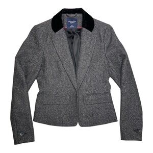 American Eagle Black and Gray Metallic Tweed Wood Blend Blazer Size Small